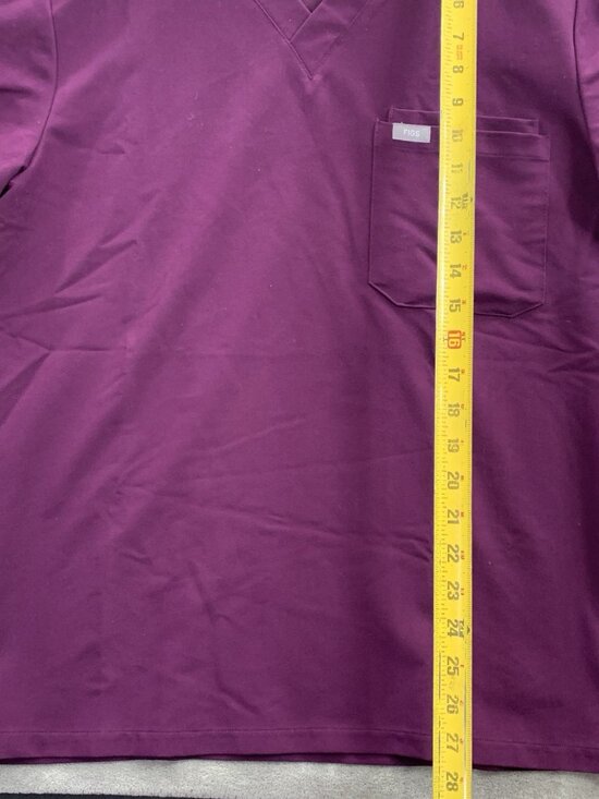 Figs Scrub Top Mens Medium Leon Two Pocket Deep Purple Style FM1500 Medical RN - Picture 2 of 7